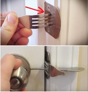 using a fork to open a doorknob