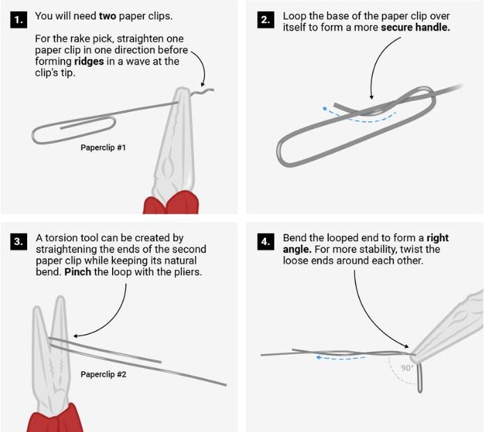 Steps to Unfold One Paperclip Into A Lock Pick