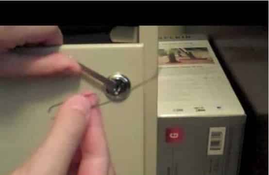 Unlocking A Filing Cabinet Lock With A Paperclip