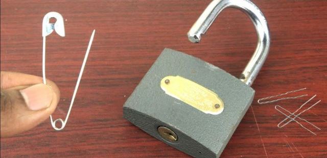 A padlock and a safety pin