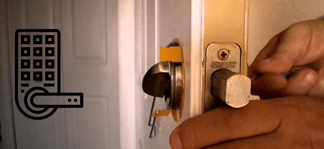 A person picking a Schlage Door Lock using bobby pin
