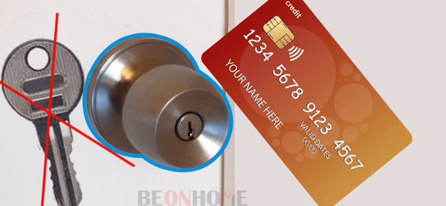 A credit card with a doorknob