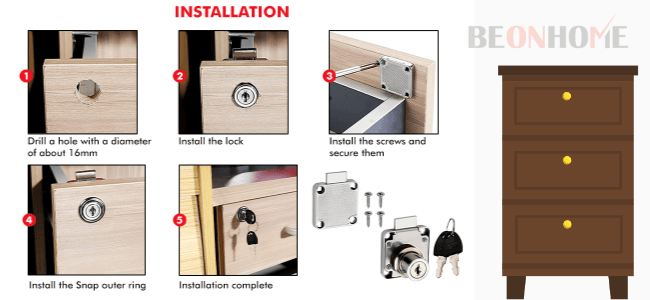 An installation guide for A Drawer Lock