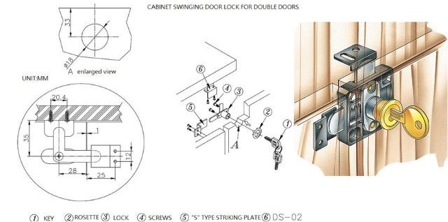 Guide Install A Lock To A double Cabinet Door
