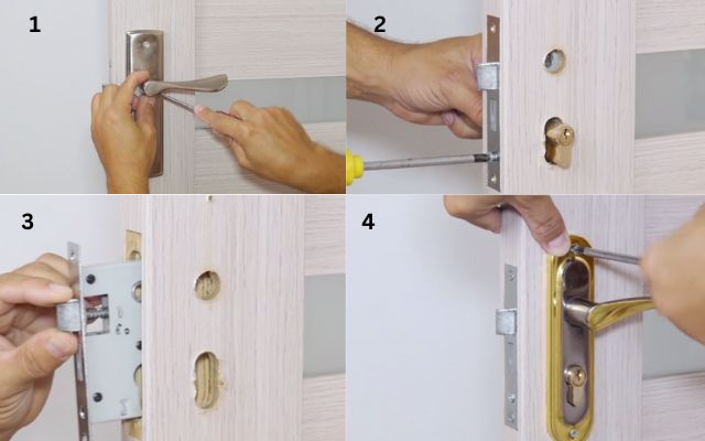 4 steps to replace Front Door Lock & Handle