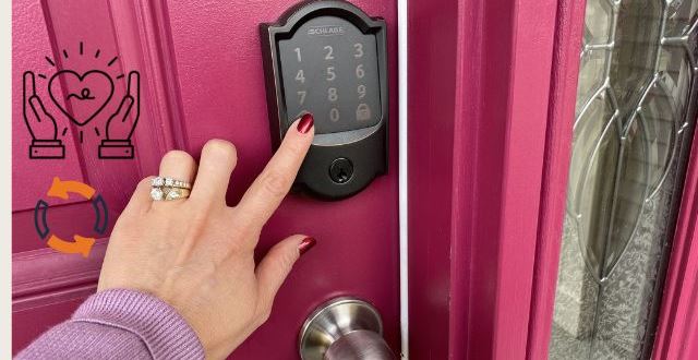 A Women resetting A Door Code