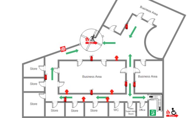 Fire & Safety Evacuation map  For A Mall
