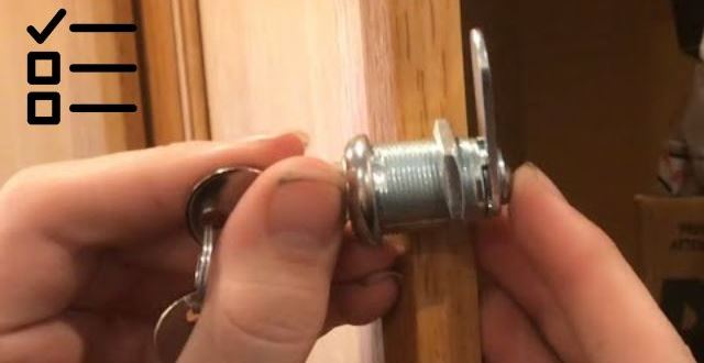 A person installing Lock To Cabinet