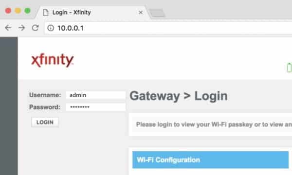 Sign in to Xfinity gateway