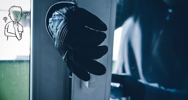 A burglar breaking in a house and House Alarm Goes Off